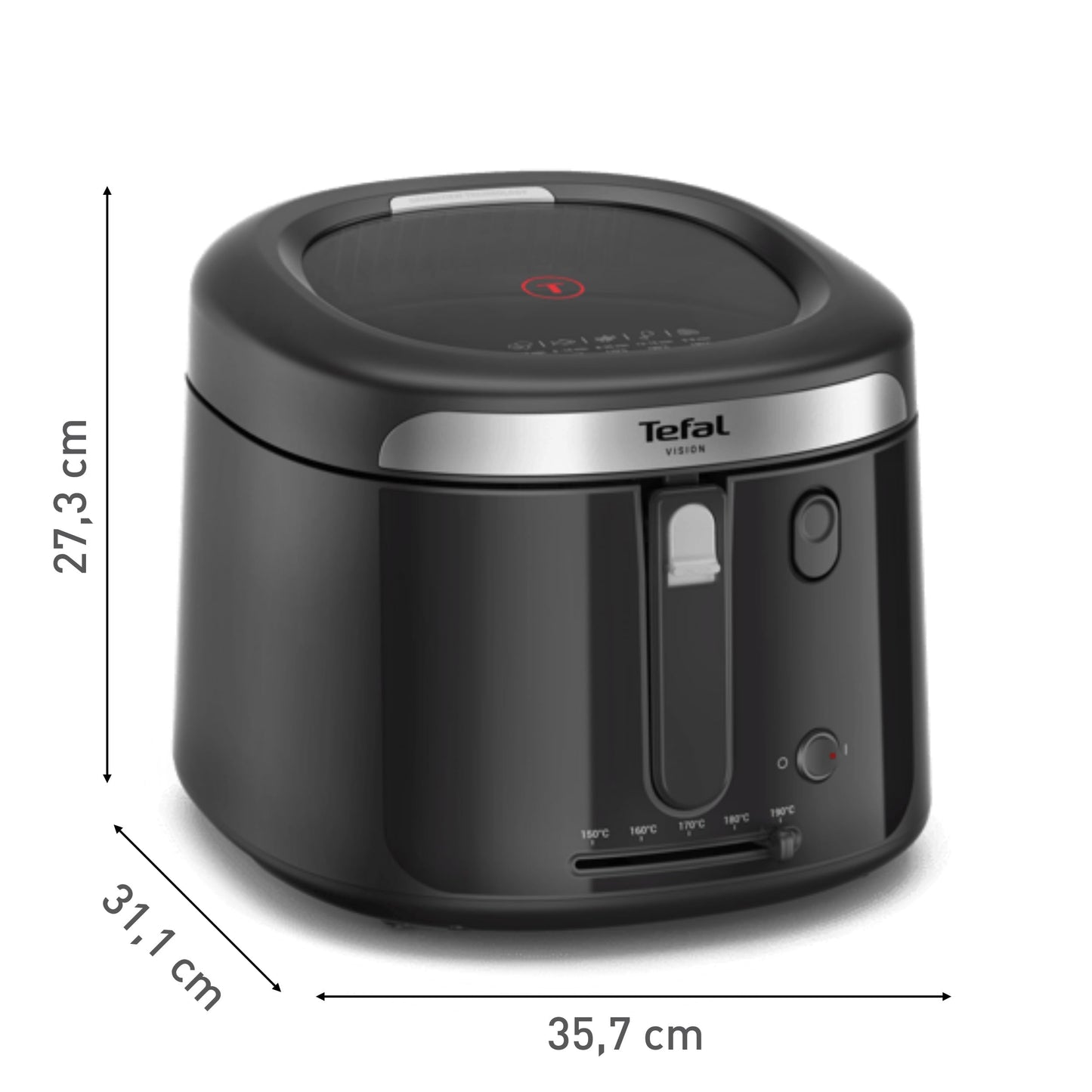 Tefal Vision Deep Fryer, 1.2kg Capacity, Extra Large Viewing Window, Precise Temperature Control, Foldable Handle, Easy Cleaning with Removable Parts, Black, FF2528E0