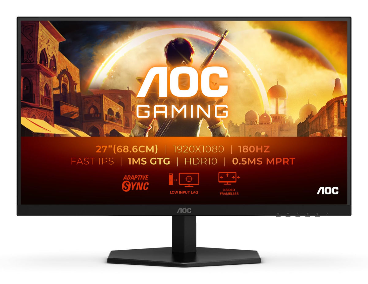 AOC 27G42E Monitor de gaming de 27 inch FHD, 180Hz, panou Fast IPS, 1ms GtG, HDR10, compatibil G-Sync, (1920x1080 HDMI 1x 2.0 DP 1x 1.4) negru