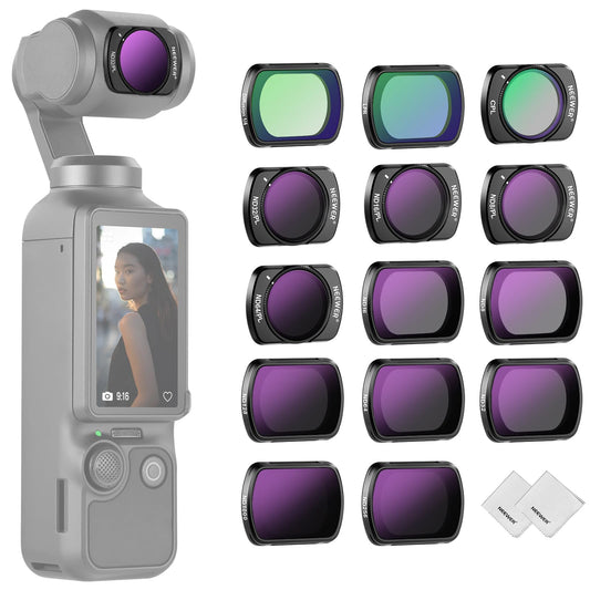 NEEWER 14 Pack set de filtre ND magnetice, compatibil cu DJI Osmo Pocket 3 & 4 / Xtra Muse, CPL, ND8/16/32/64/128/256/1000, ND8/PL, ND16/PL, ND32/PL, ND64/PL, Black Diffusion 1/4, filtru de efect LPR - FL-N58