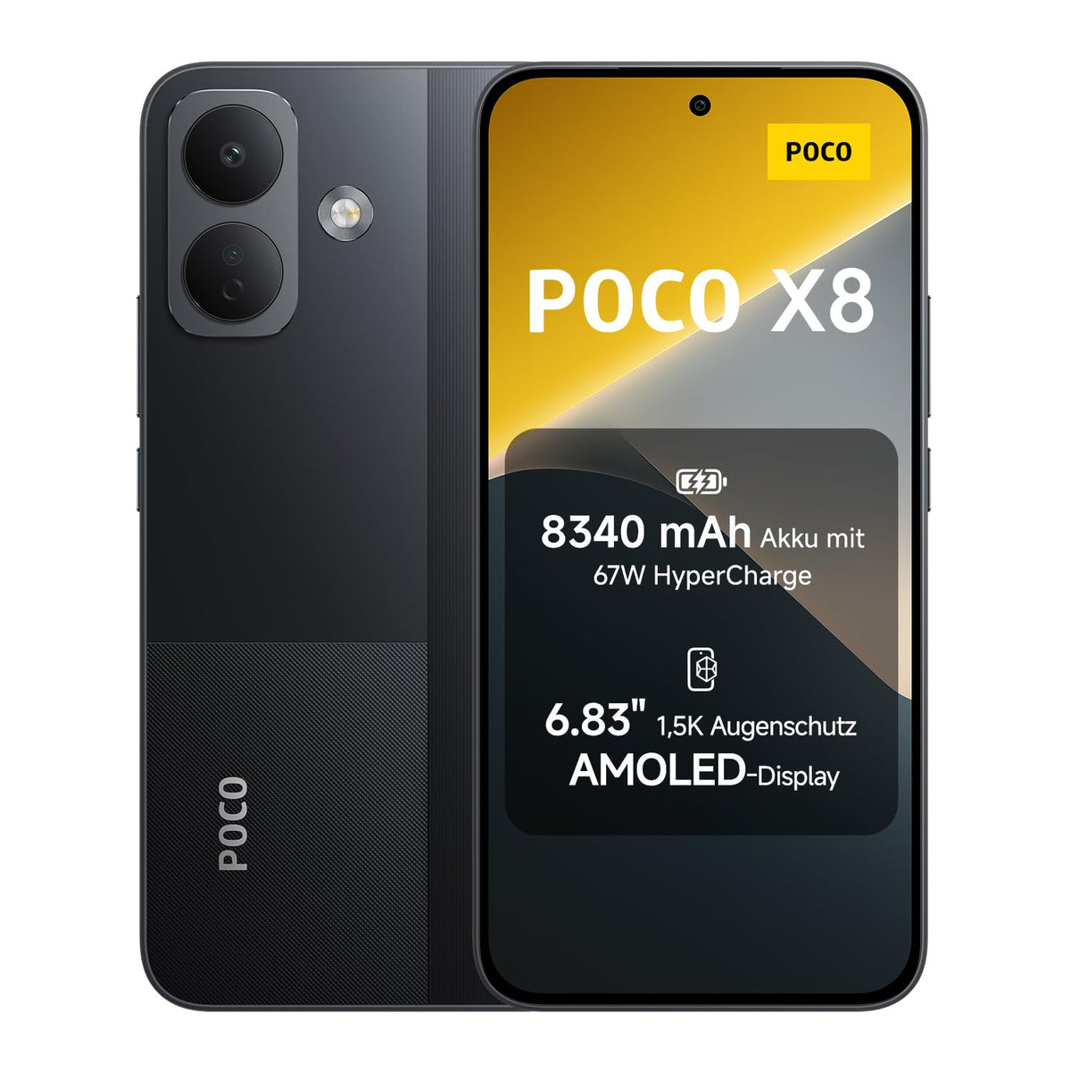 Xiaomi Poco X8, Smartphone 8+256 GB, Black, 8340mAh Battery, 67W Charging