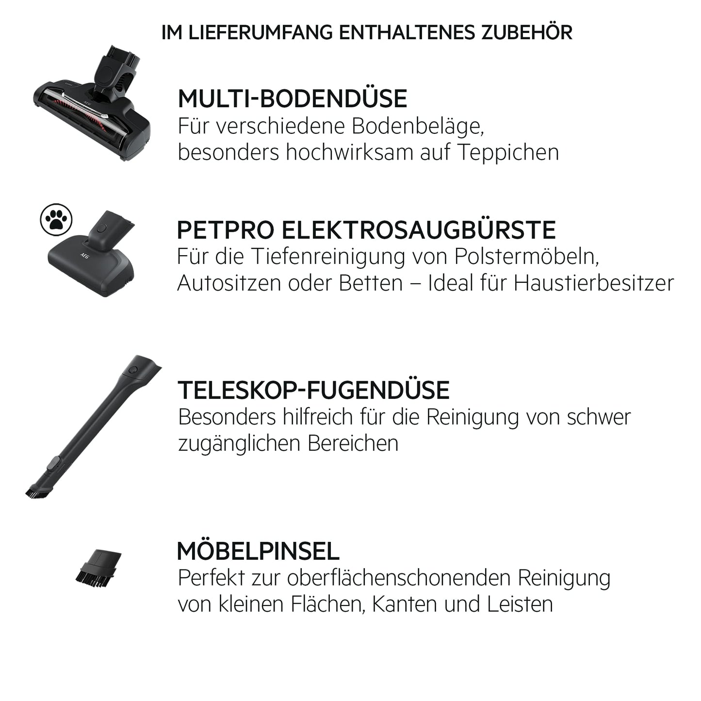 AEG QX6-1-45AN cordless vacuum cleaner/bagless vacuum cleaner/quiet/handheld vacuum cleaner battery/45 min running time/light/hard floor/2-in-1/animal hair/dog/cat/carpet/car/gray - 900402250