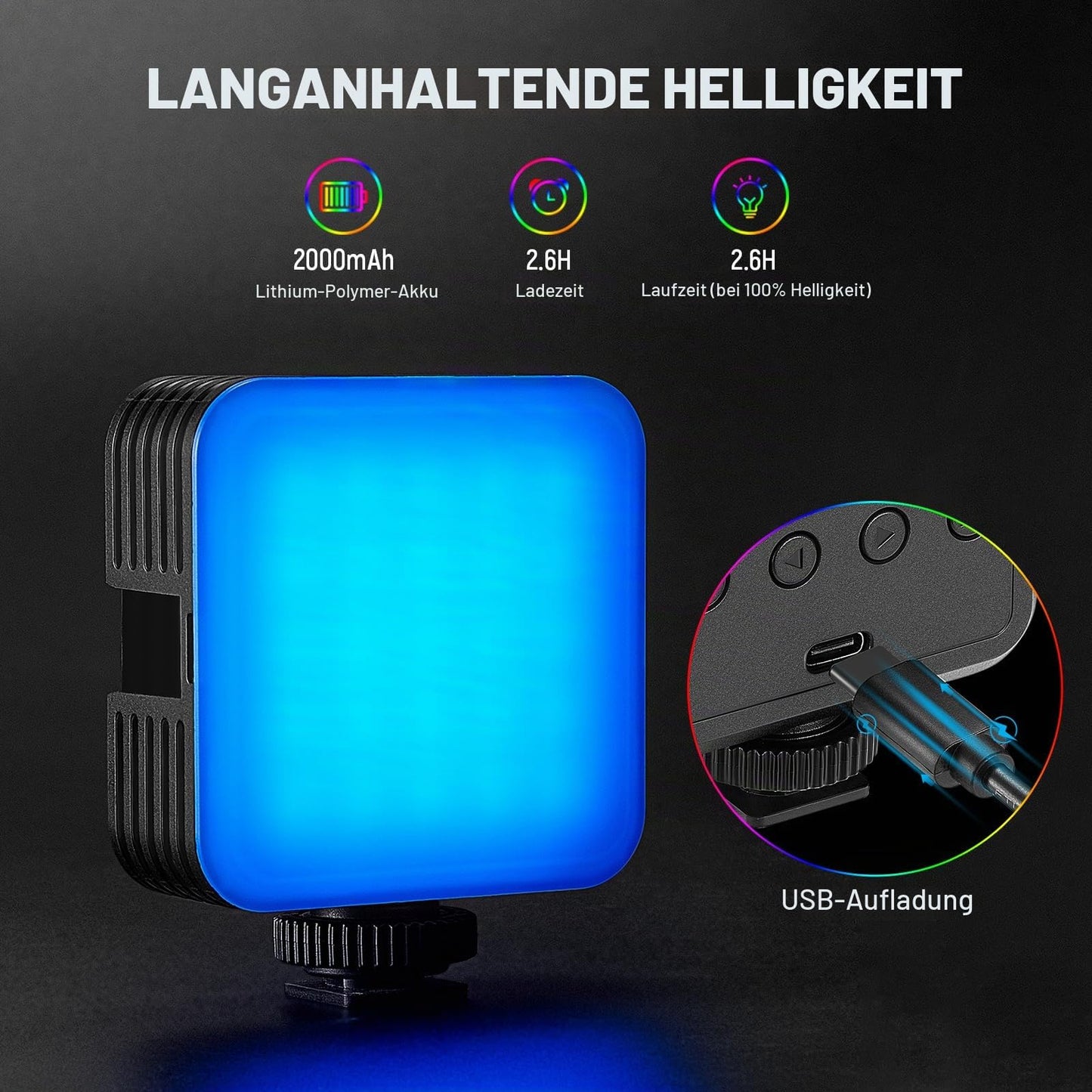NEEWER Magnetic RGB Video Light, Pack of 2, RGB61 LED Camera Light