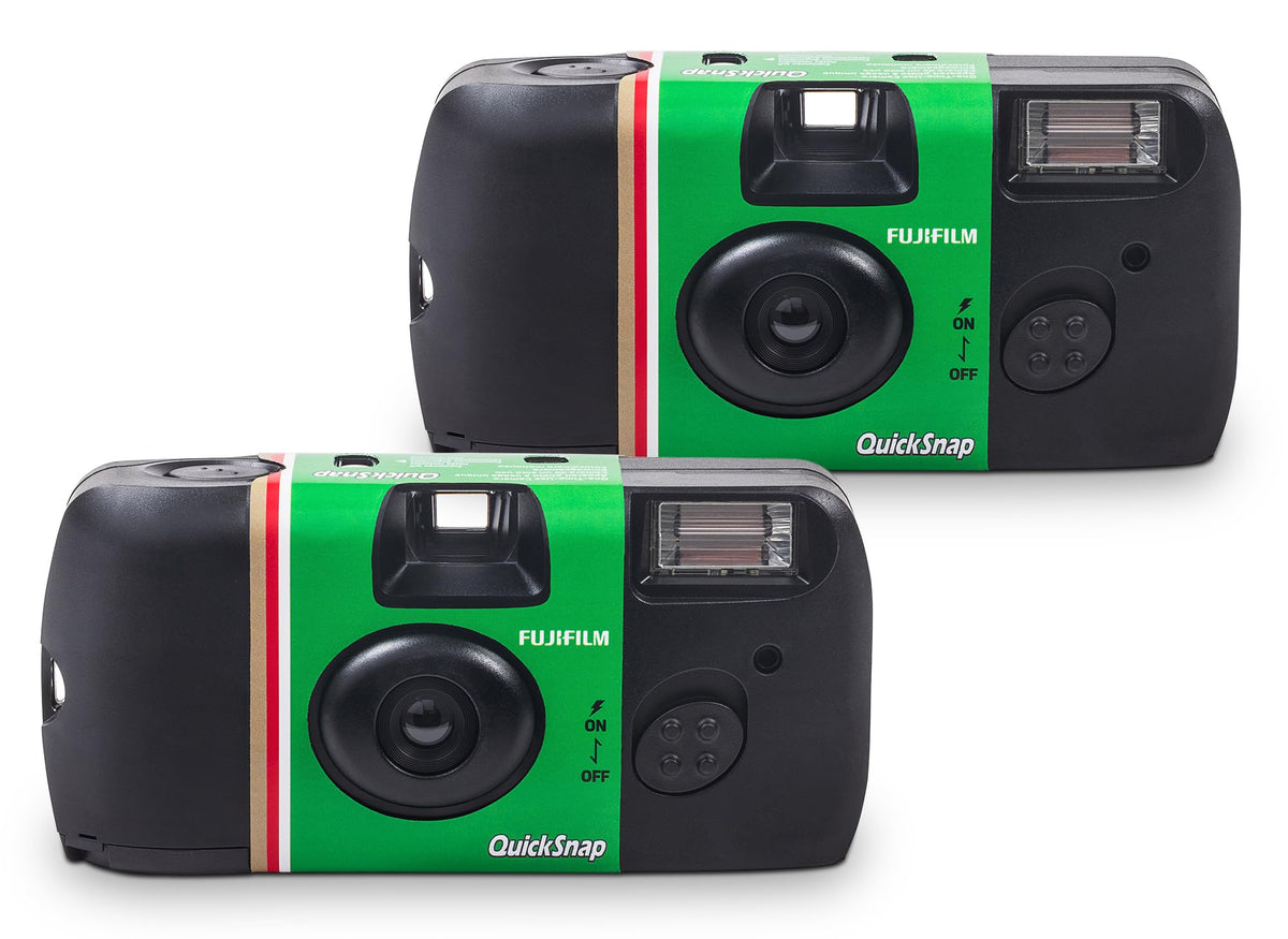 FUJIFILM QuickSnap disposable camera with flash ISO 400 | Analogue 35mm disposable camera for weddings, parties and travel - ready for immediate use 27 shots, pack of 2 - 7176742