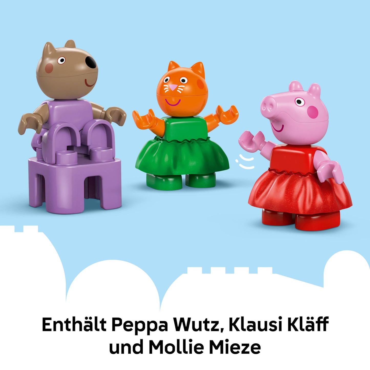 LEGO DUPLO Peppa Pig Fair - Montessori toy - motor skills toy for children aged 2 and up - preschool games with Ferris wheel, slide & 3 figures incl. Mollie Mieze & Klausi Kläff 10453
