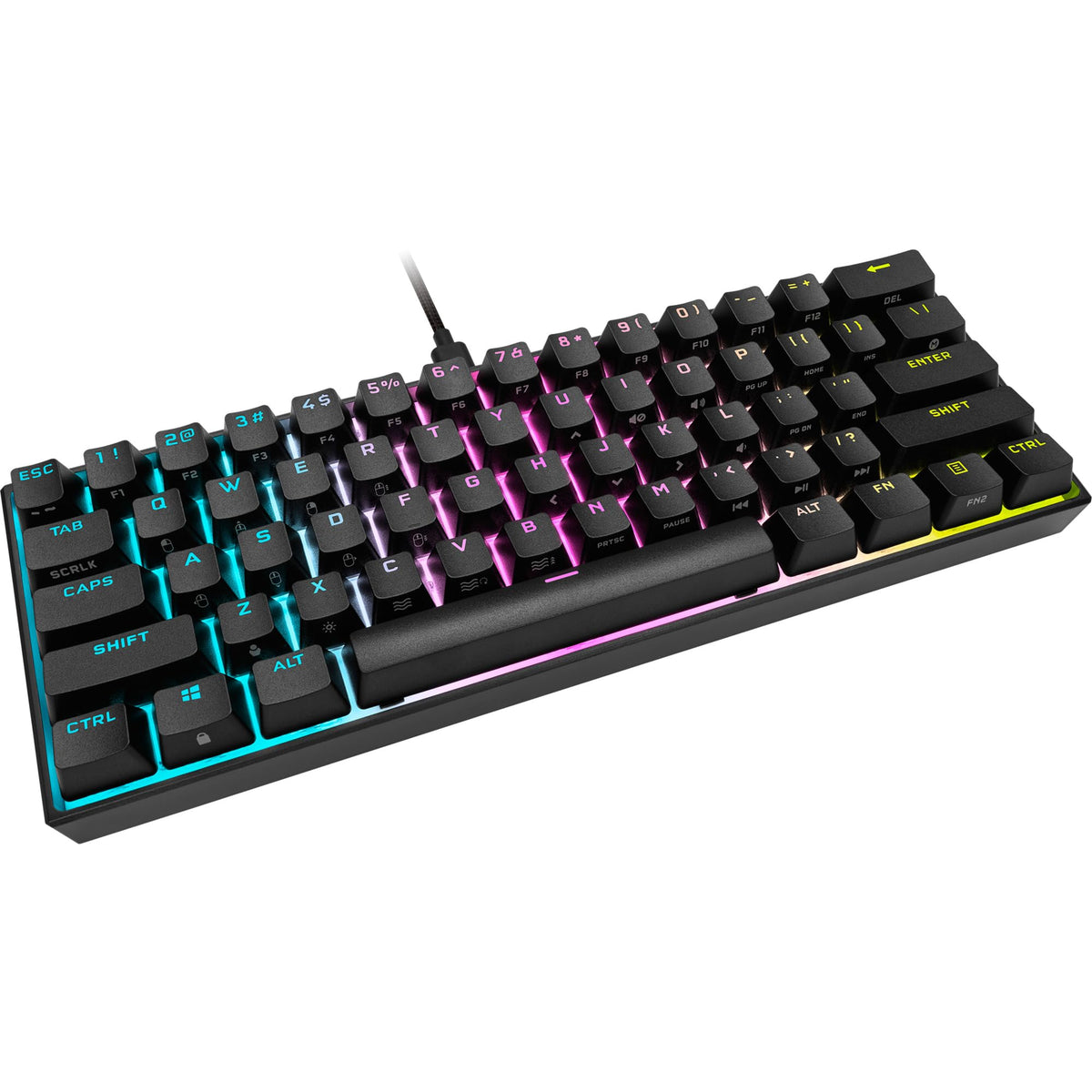 Corsair K65 RGB MINI 60% Tastatur mecanică pentru gaming (Iluminare RGB personalizabilă pentru taste individuale, taste CHERRY MX SPEED, capace de taste PBT Double-Shot, tehnologie AXON) QWERTZ, Negru - CH-9194014-DE