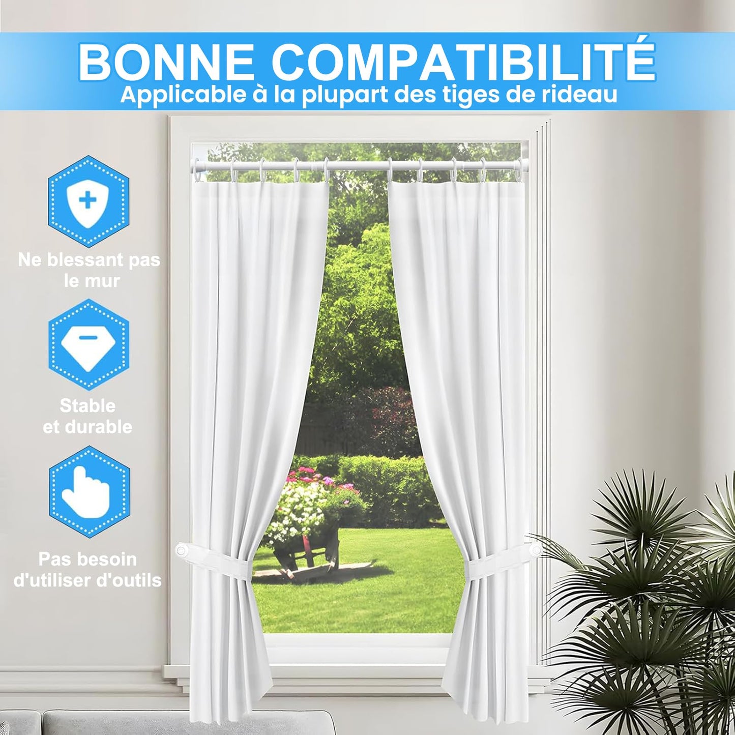 ZipGlo shower curtain rod 75-165cm extendable shower curtain rod for bathroom, window, wardrobe, no drilling, white, 1 piece, diameter 22 mm - 85-150CM
