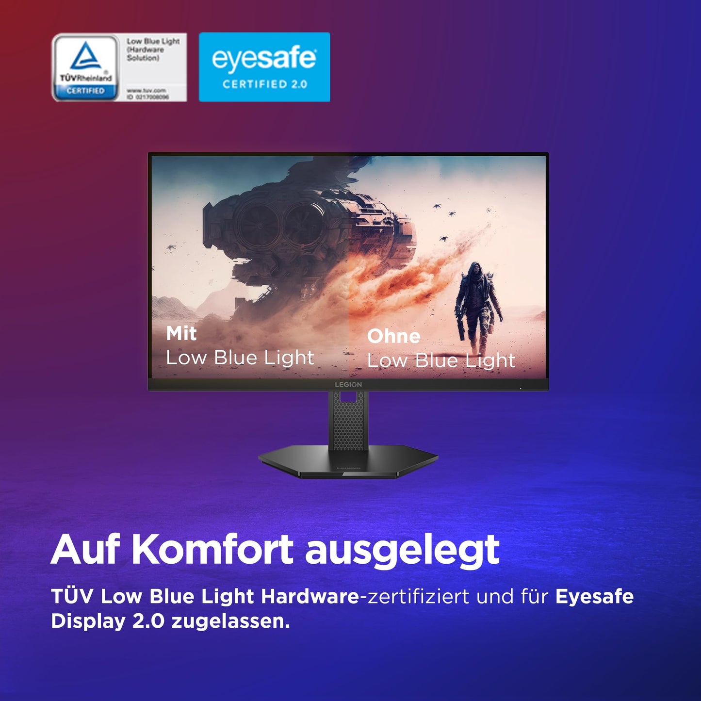 Lenovo Legion 27U-10 | 27" UHD WLED Gaming Monitor | 3840x2160 | 16:9 | 160Hz | 0.5ms response time | HDMI | DisplayPort | Audio 3.5mm | 3-sided panel | TÜV eye protection | black | 6.2 kg - 67D1GAC1EU