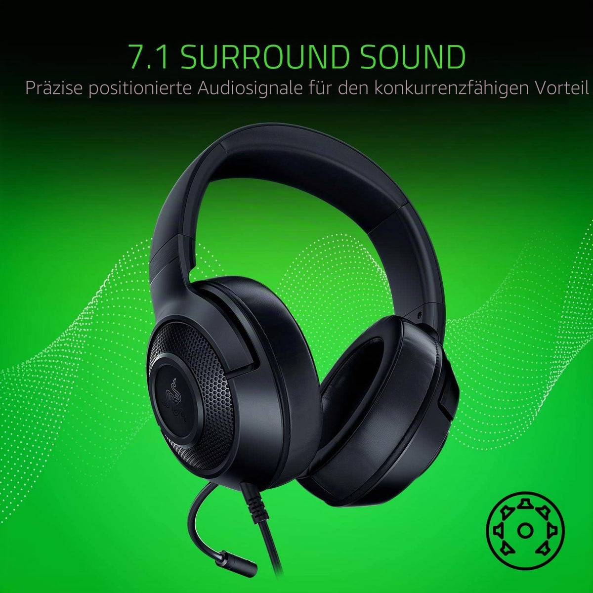 Razer Kraken X Lite - Headset de gaming pentru PC, cablat, ultra ușor - Sunet surround - Microfon cu formă de rinichi flexibil (greutate 230g, jack de 3,5 mm pentru PS4, PS5, Switch, Xbox One, Xbox Series X|S) Negru - RZ04-02950100-R381
