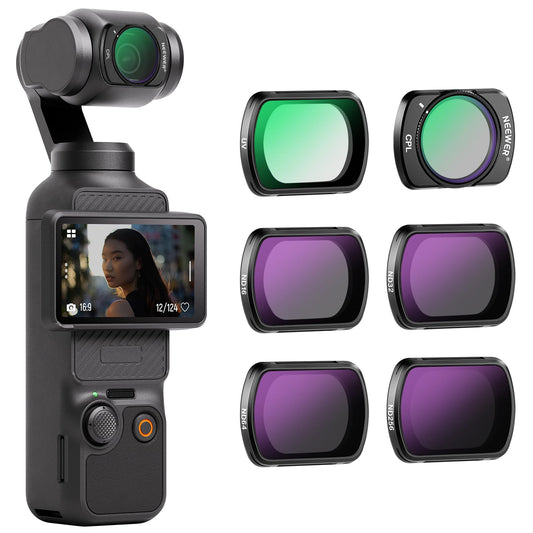 NEEWER Magnetic ND CPL UV filter set, compatible with DJI Osmo Pocket 3 / Pocket 4 / Xtra Muse, pack of 6 HD UV neutral density filters ND16, ND32, ND64, ND256 and circular polarization filter - 10104965