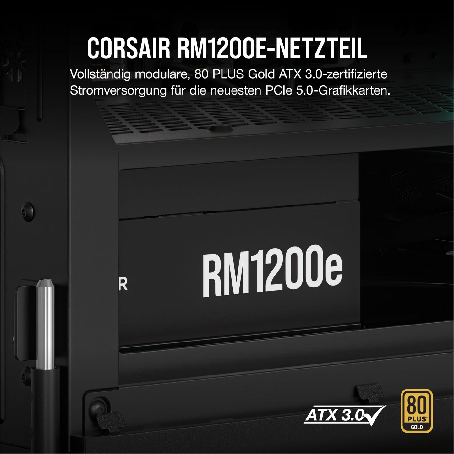 CORSAIR RM1200e (2023) Fully Modular Low Noise ATX Power Supply with 12V 2x6 Cable - ATX 3.1 & PCIe 5.1 Compliant, Cybenetics Platinum Efficiency, 105°C Capacitors, Modern Standby Mode - Black - CP-9020258-EU