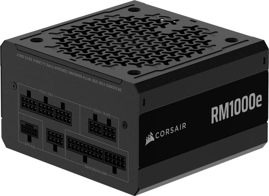 CORSAIR RM1000e (2025) Quiet Fully Modular ATX Power Supply with 12V 2x6 Cable - Zero RPM Fan Mode, ATX 3.1 Compliant, PCIe 5.1 Support, Cybenetics Gold - Black - CP-9020297-EU
