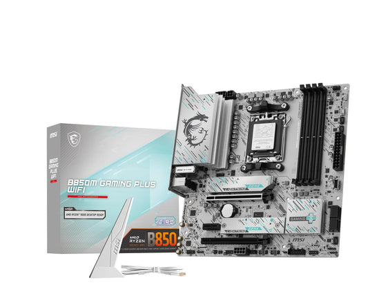 MSI B850M Gaming Plus WiFi Placă de bază, mATX - Suportă procesoare AMD Ryzen 9000/8000 / 7000, AM5 - Memorie DDR5 Boost 8200+ MT/s (OC), PCIe 5.0 x16 & 4.0 x4, M.2 Gen5, Wi-Fi 7, 5G LAN - 7E66-001R