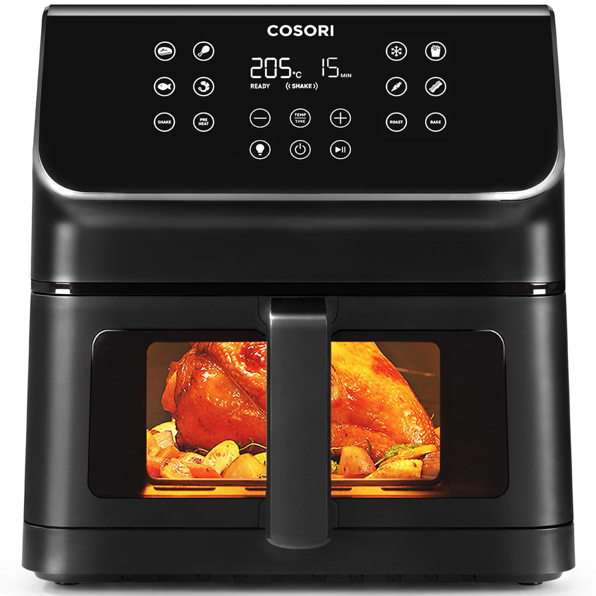 COSORI air fryer 6.2 liters with window, 1700 W, air fryer with 12 functions (baking and frying), one-touch display, time and temperature adjustable 75-205 ℃, 30 paper recipes & 50 online - CAF-P652-KEU