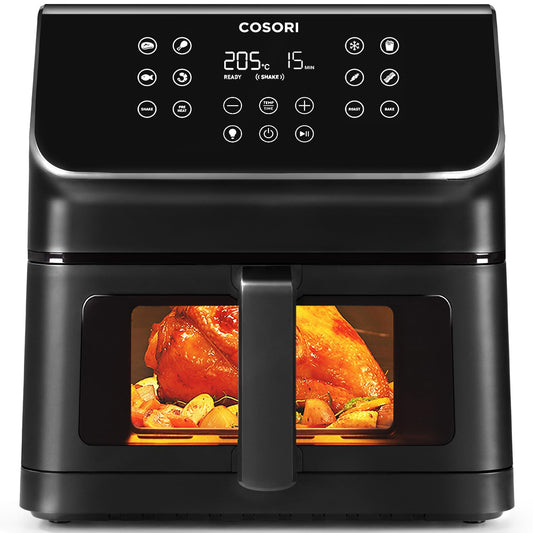COSORI air fryer 6.2 liters with window, 1700 W, air fryer with 12 functions (baking and frying), one-touch display, time and temperature adjustable 75-205 ℃, 30 paper recipes & 50 online - CAF-P652-KEU