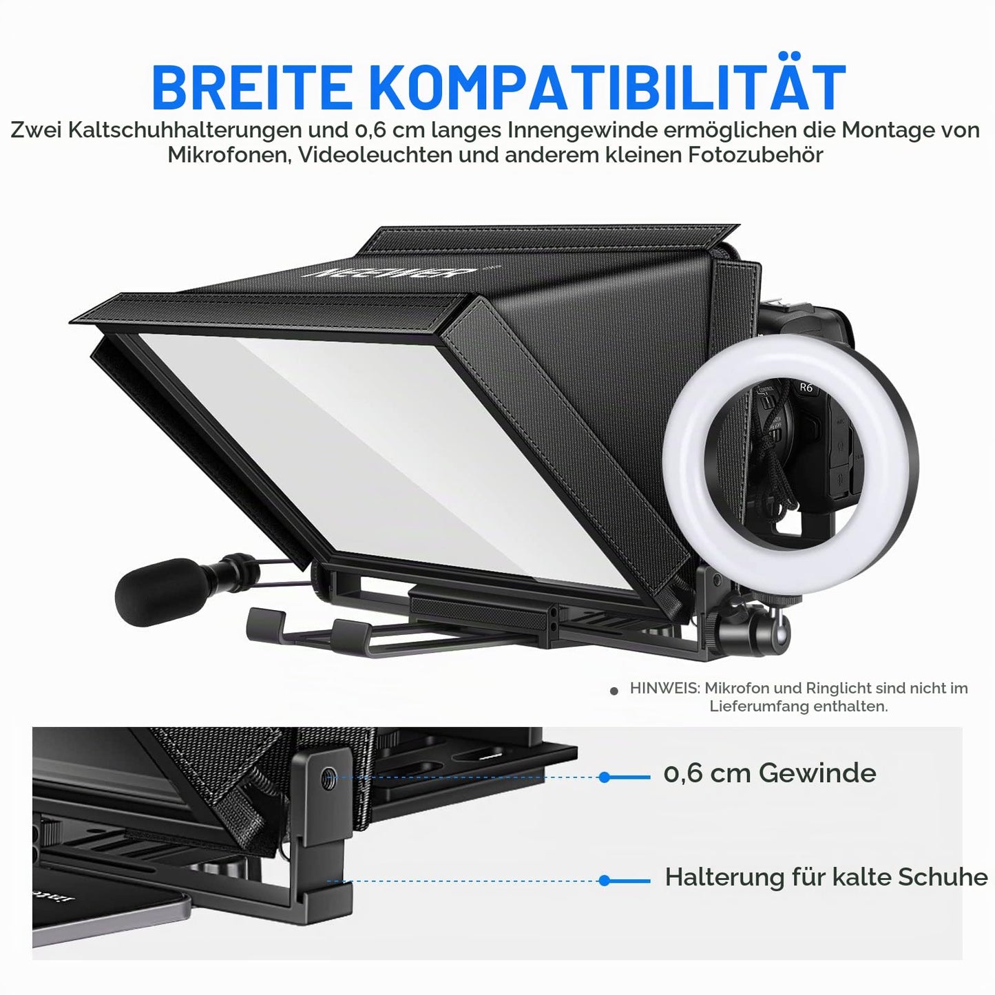 NEEWER X12 aluminum alloy teleprompter with RT-110 remote control and app control, compatible with iPad, iOS/Android tablet, smartphone, DSLR camera, complete metal construction with carrying case