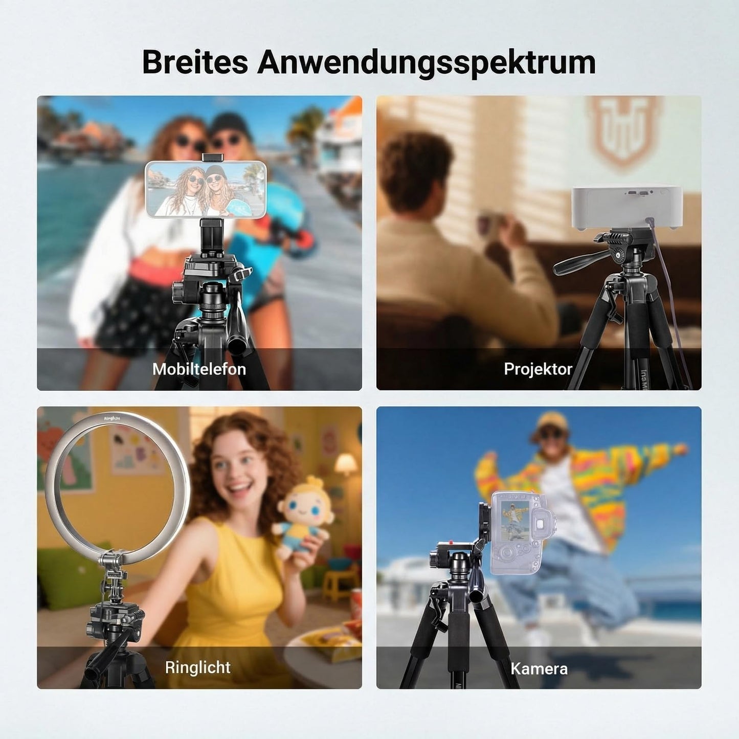 NEEWER Basics TP56 camera tripod, 74" tripod with cell phone holder