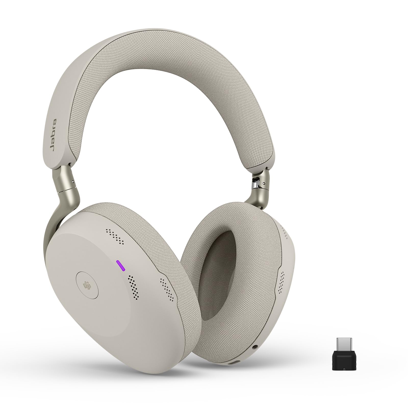 Jabra Evolve3 85 over-ear Bluetooth headset wireless with microphone for office, USB-C, AI voice call, adaptive active noise cancellation, 25h battery, MS Teams certified, warm gray - 38599-999-898