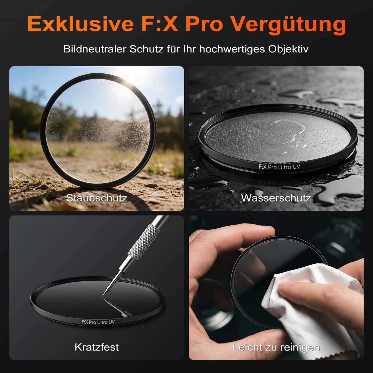 Rollei F:X Pro Ultra round filter UV filter 72 mm protective filter ultraviolet filter 99.9% light transmission 36 layers special coating screw filter for 150 megapixel high-performance camera - 26840