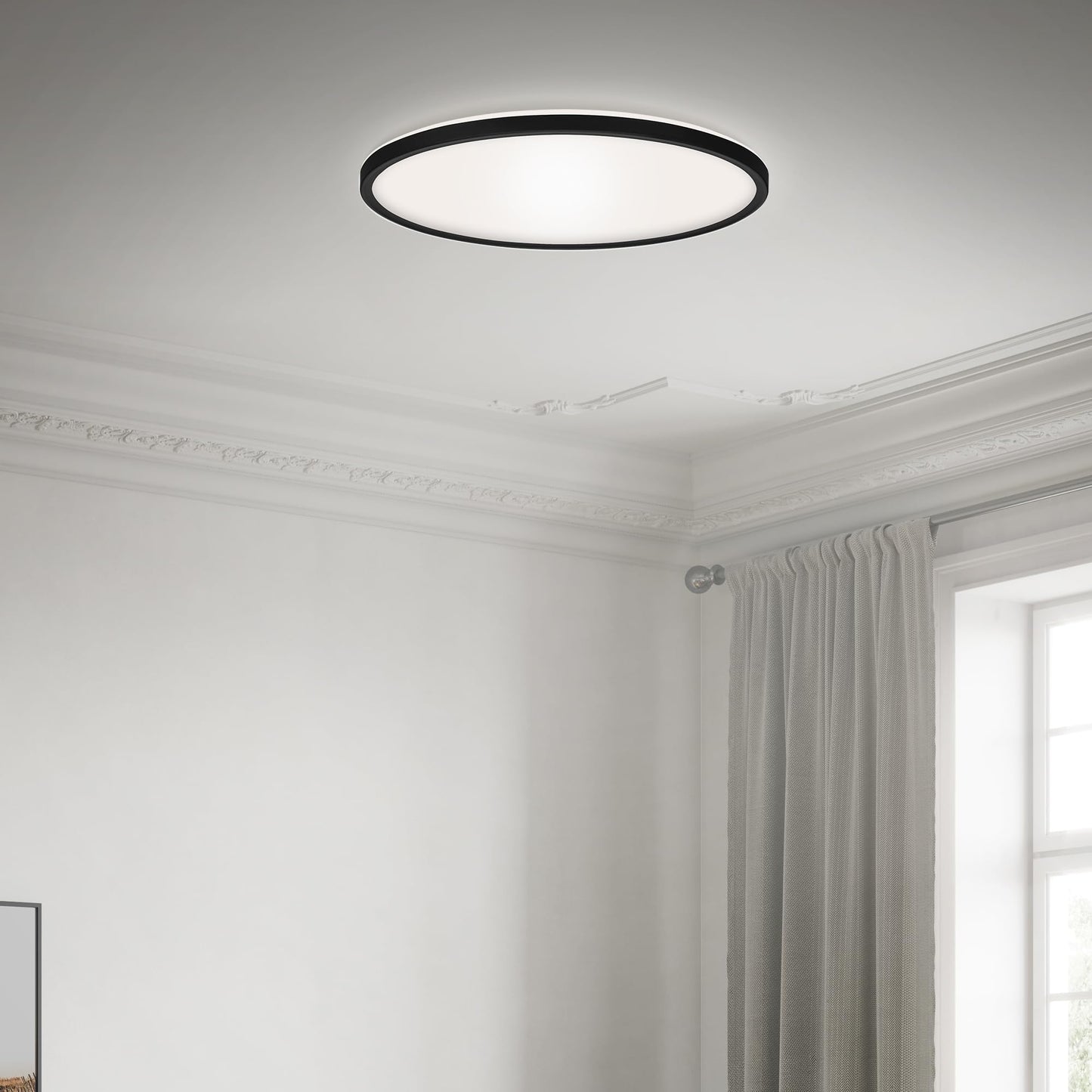 BRILONER - LED ceiling lamp with indirect light, flat, neutral white light color, lamp, ceiling light, living room lamp, LED panel, kitchen lamp, ceiling lighting, 42x2.9 cm, black - 7157-415