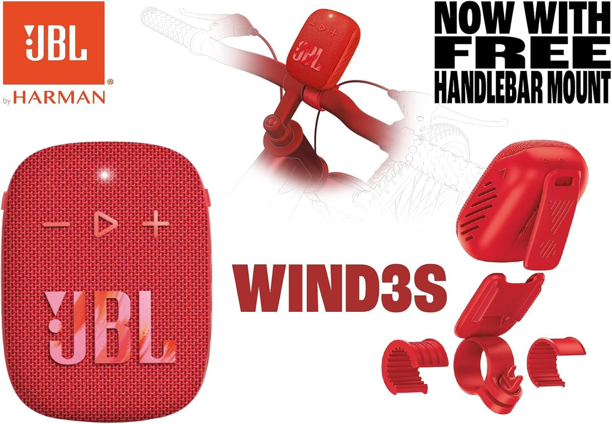 JBL Wind 3S Bicycle Speaker Bluetooth, IP67, 5 W, Red