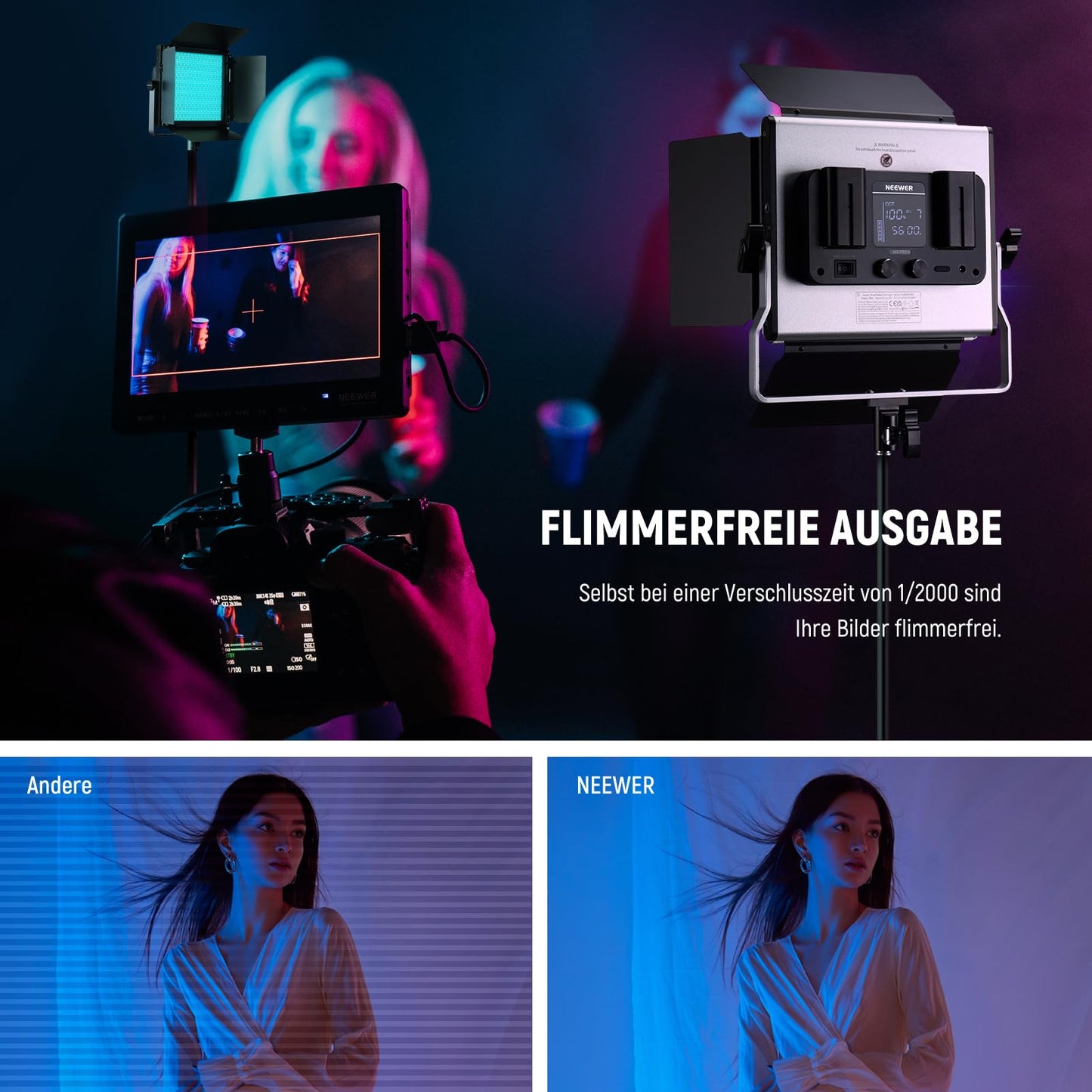 NEEWER 2X Improved 660 PRO II 50W RGB LED Video Light Panel Set Tripod Stand with App Control Video Light 360° Full Color Video Photo Light/CRI97+/3200K~5600K Studio Continuous Light Photography Film - RGB660