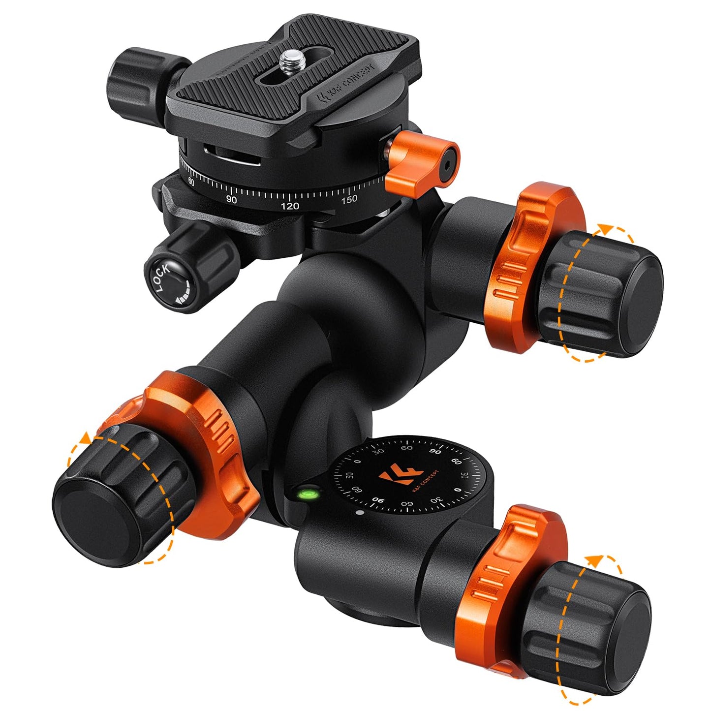K&F CONCEPT 3-way tilt tripod head with panoramic clamp - GD-3W