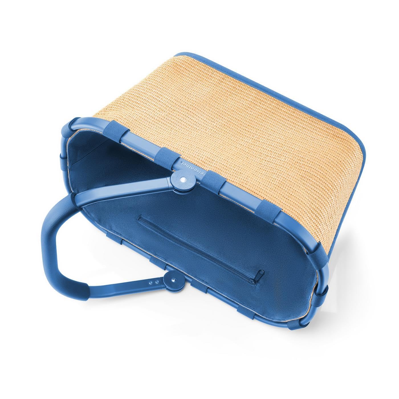 Reisenthel carrybag frame raffia blue – Stable shopping basket with lots of storage space and practical inner pocket – Elegant and water-repellent design - BK4122
