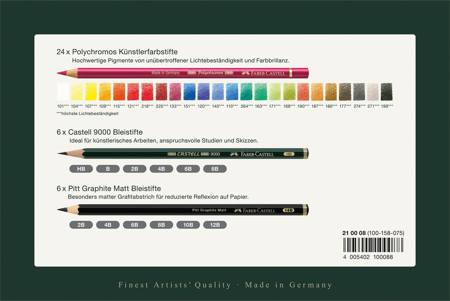 FABER-CASTELL - Art & Graphic Set, 36 pieces with pencils and colored pencils - 210008