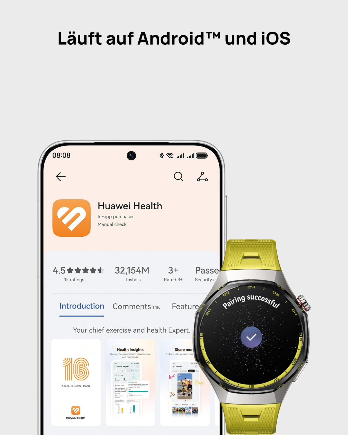 HUAWEI Watch GT 7 Pro Smartwatch, Titanium Alloy, ECG, GPS, 46 mm, Black - Atum-B49F