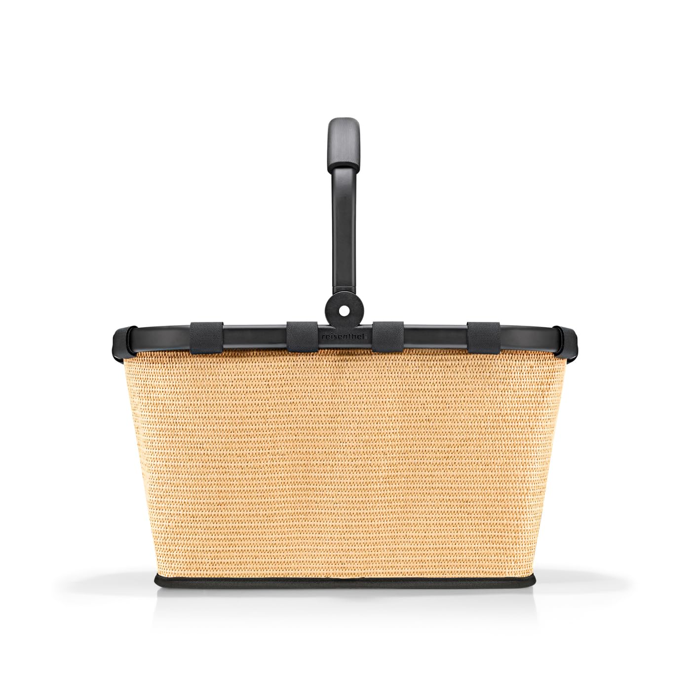 Reisenthel carrybag frame raffia black – Stable shopping basket with lots of storage space and practical inner pocket – Elegant and water-repellent design - BK7079