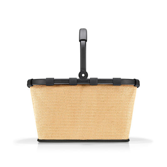 Reisenthel carrybag frame raffia black – Stable shopping basket with lots of storage space and practical inner pocket – Elegant and water-repellent design - BK7079
