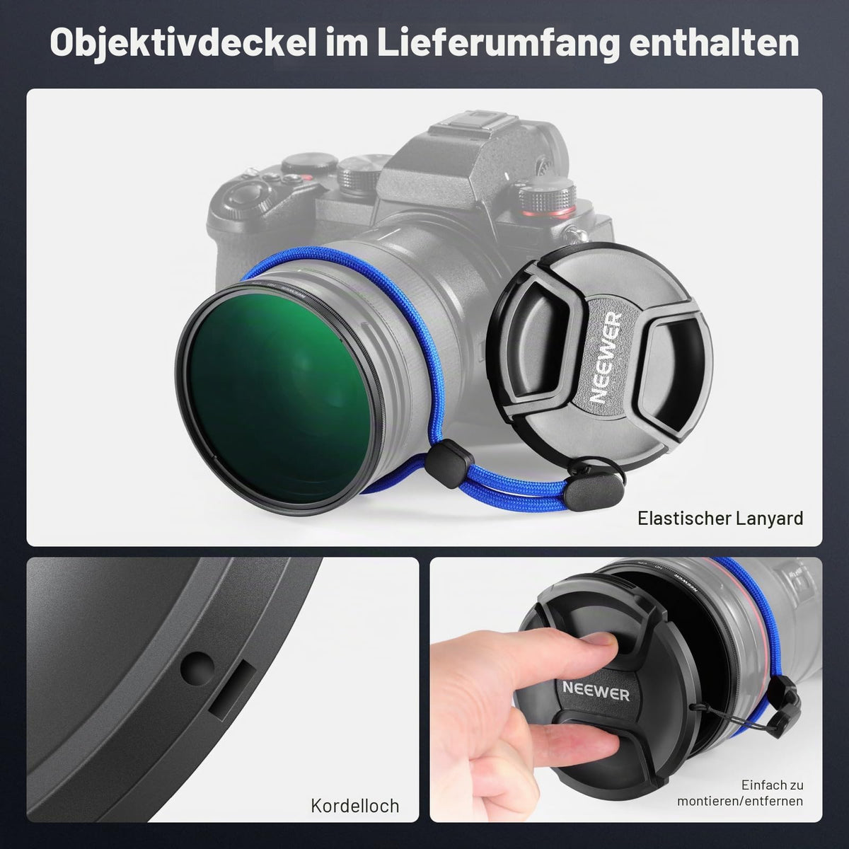 NEEWER Filtru CPL de 77mm cu capac pentru obiectiv, filtru polarizator circular cu multiple straturi, nanocoat, din sticlă optică HD pentru obiectivele de cameră, filtru polarizator care reduce reflexiile și strălucirea. - 10104880