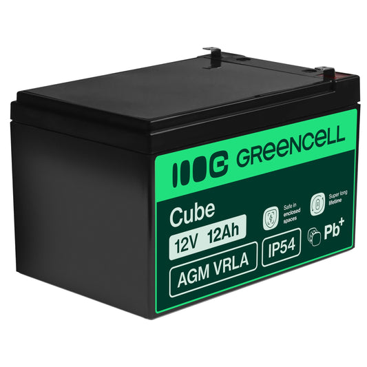Green Cell AGM 12V 12Ah Battery VRLA Lead Battery Lead Battery Replacement Battery Gel Battery Battery Cycle Resistant Unmanned Toys, Electric Toys, Alarm, Emergency Power, Children's Vehicles, Children's Quad, Black - AGM07