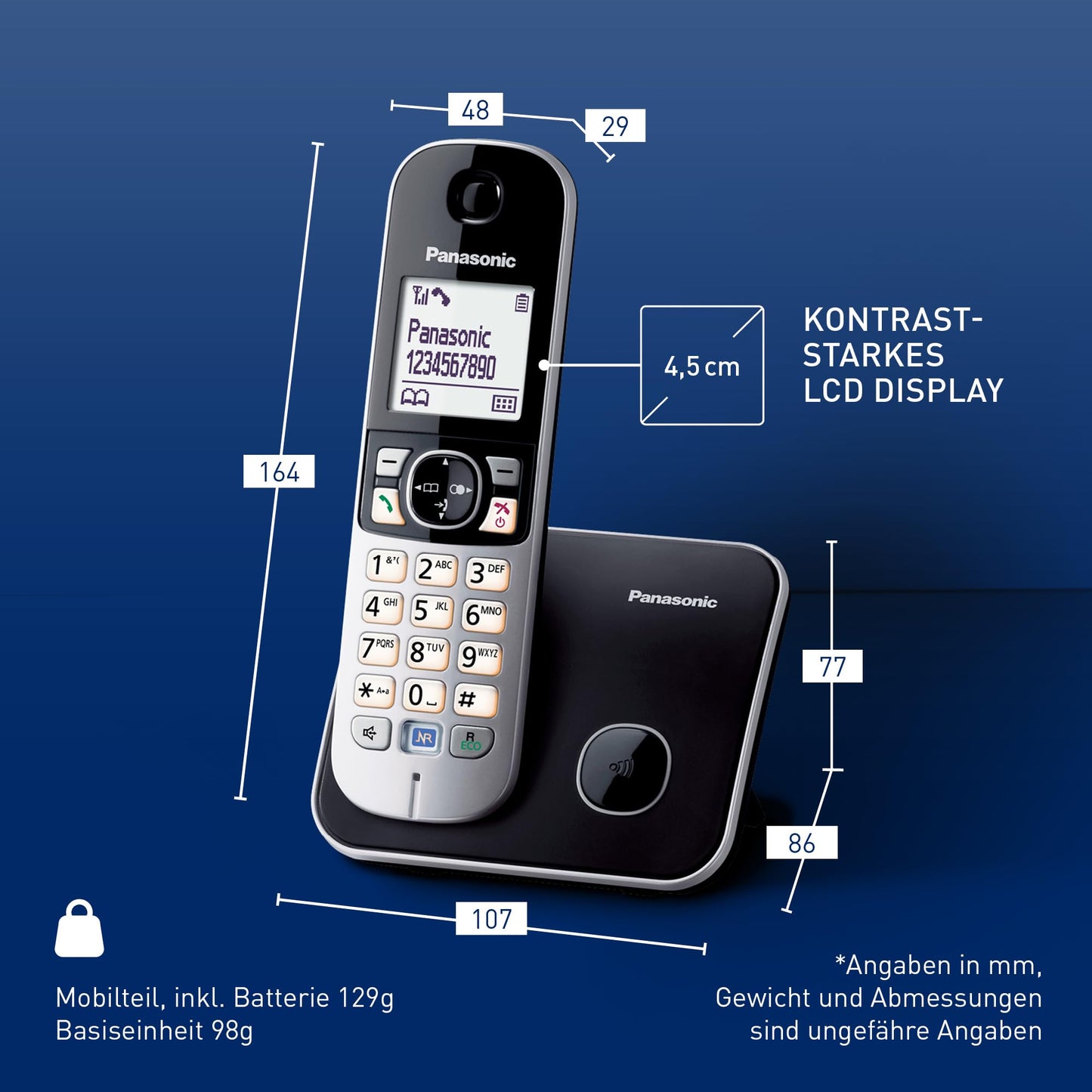 Panasonic KX-TG6811GB DECT cordless telephone (low radiation, eco mode gap telephone, without answering machine, landline, call barring) black