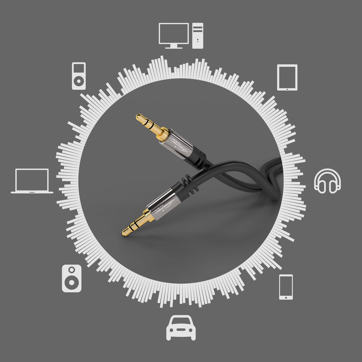 KabelDirekt – Cablu audio Aux 3,5mm – 5x1,5m – Metal - 2384