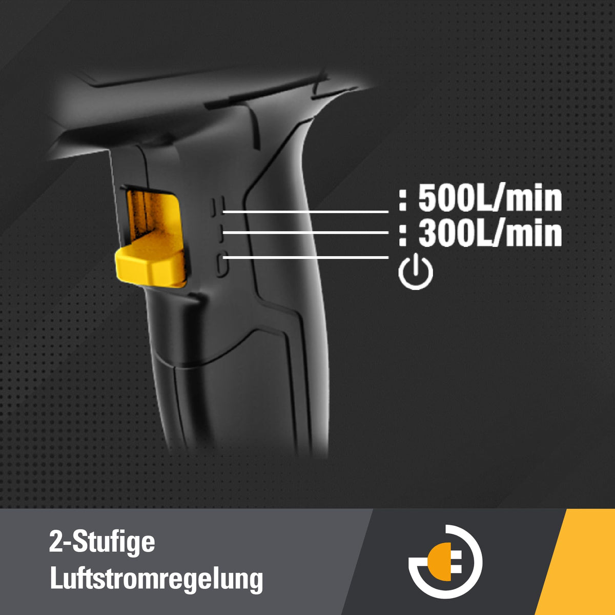 CAT DX87 Hot Air Gun 2000W, with LCD display, stepless temperature adjustment 50–600°C, 2 airflow levels, LED light, includes 5 nozzles & scraper (for professional applications)