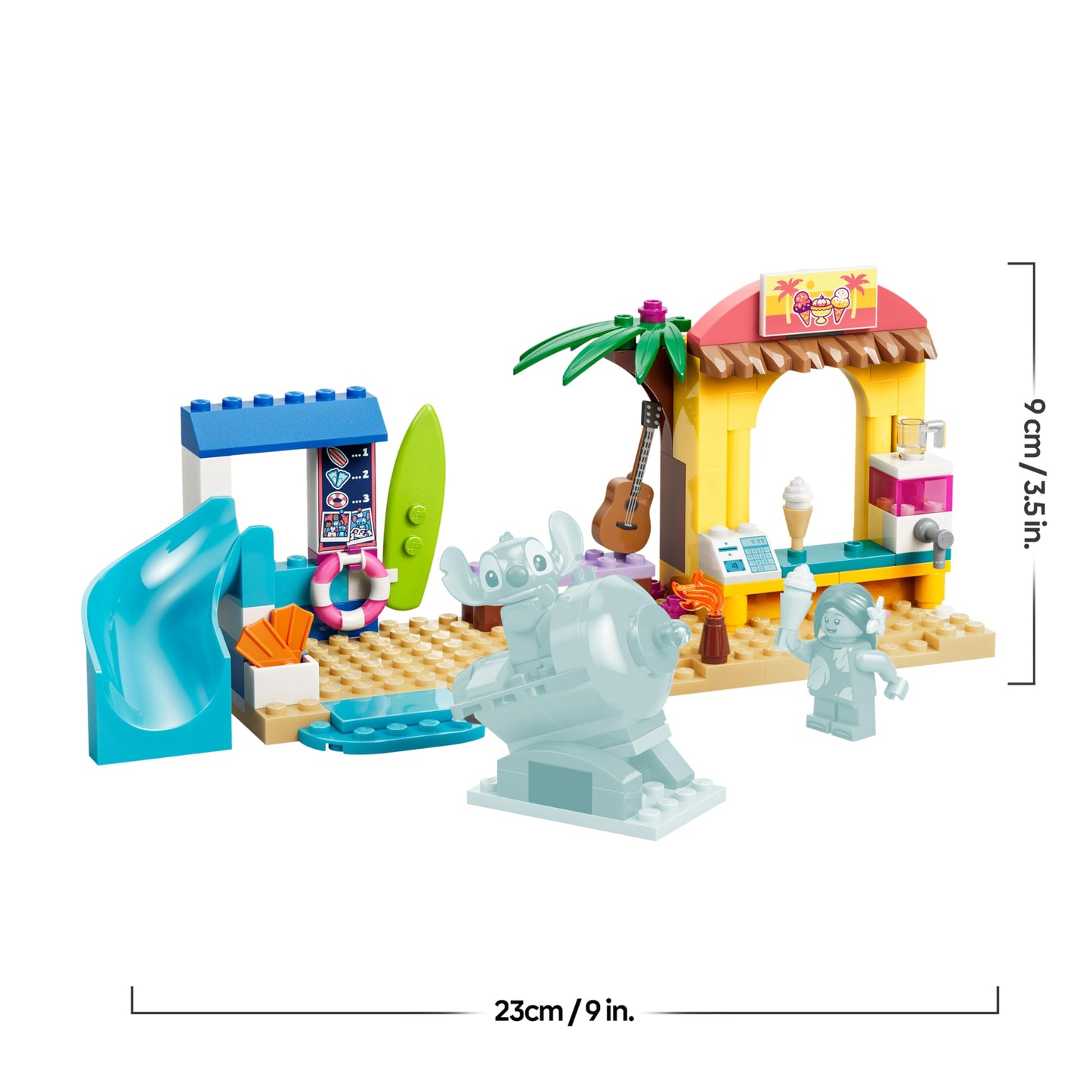 LEGO ǀ Disney Fun on the Beach with Lilo and Stitch Educational Toy with 2 Shops, Spaceship Ride and 2 Minifigures - Montessori Set - Birthday Gift for Girls and Boys from 4 Years - 43280