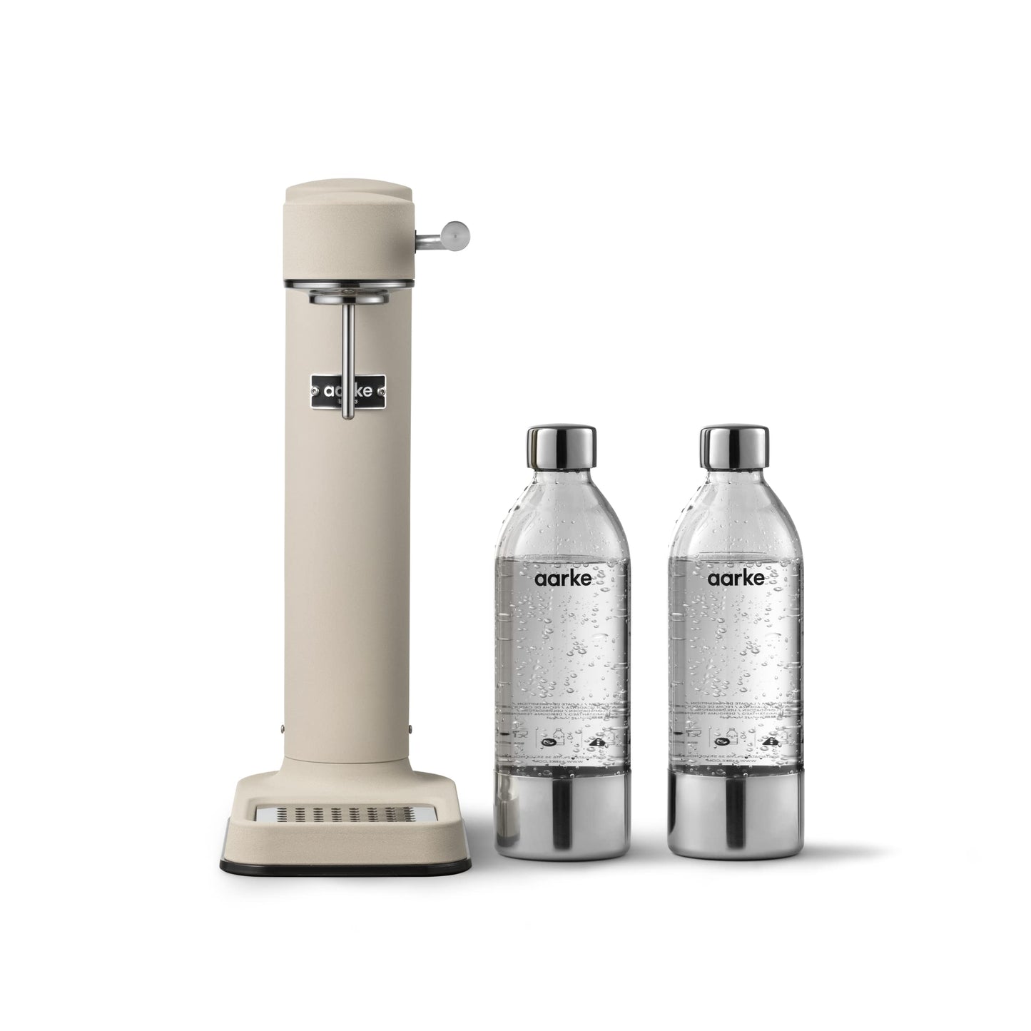 Aarke Carbonator 3, stainless steel soda maker with 2 x BPA-free bottles, sand finish - B1043-PET01