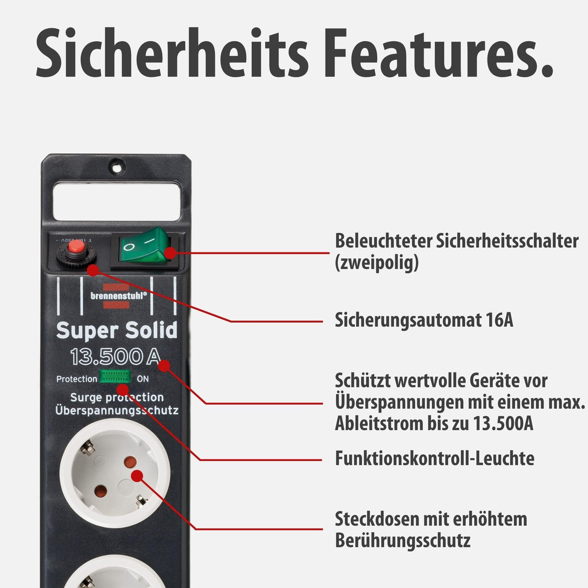 Brennenstuhl Super-Solid Power Strip 8-Fold with Surge Protection - 1153380318