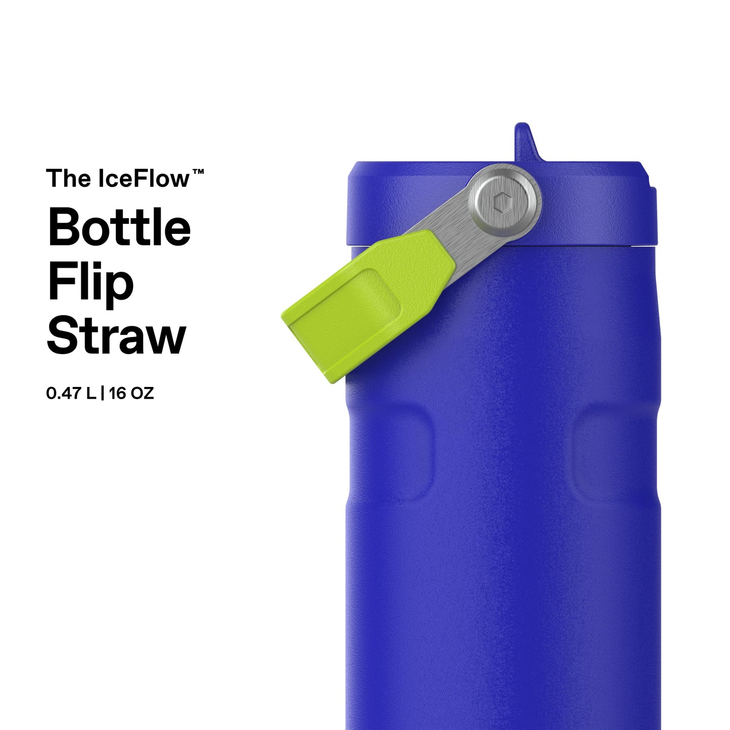 Stanley 1913 Flip Straw drinking bottle with straw 0.47L - Thermo mug Cools for 8 hours - Ice cold for 40 hours - BPA free - Leak-proof - For cup holders - Dishwasher safe - Cobalt Chartreuse - 100000117882
