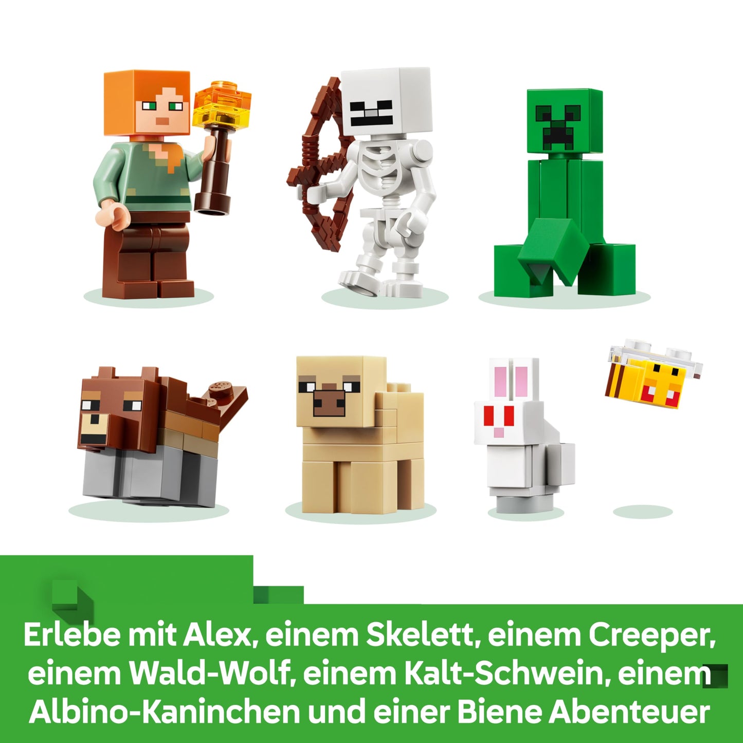 LEGO Minecraft First Adventure at Night - Interactive toy with 7 figures including Alex, Creeper, Skeleton & Forest Wolf - Gaming gift for boys and girls aged 8 and up - 21593