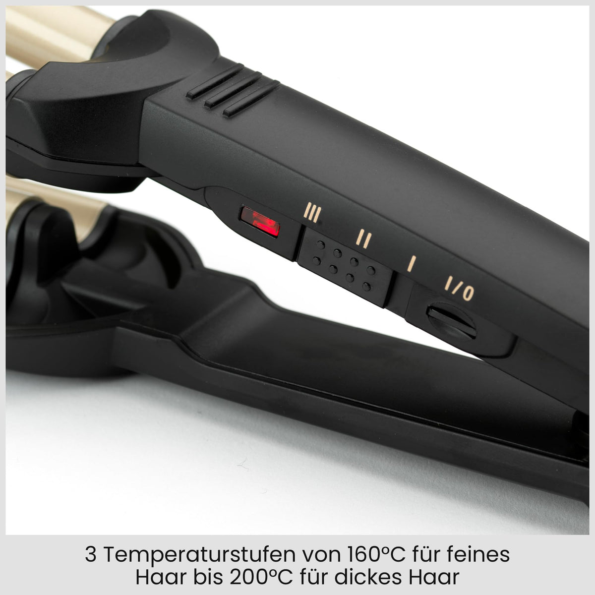 BaByliss Easy Waves – Ondulator pentru Beach Waves, acoperire din ceramică-titan, 3 setări de temperatură, vârfuri rezistente la căldură, aurie și neagră, C260E - 3030050064308