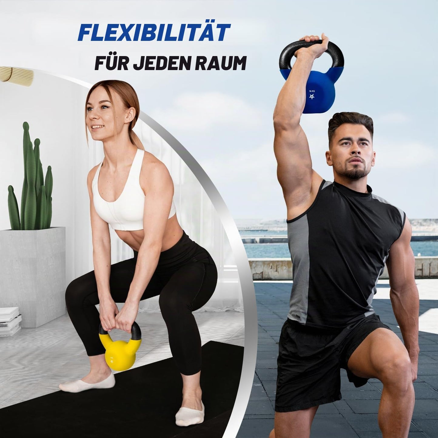 Yes4All WEAW Neoprene Coated Kettlebell, Strength Training Kettlebells - 16KG Dark Blue