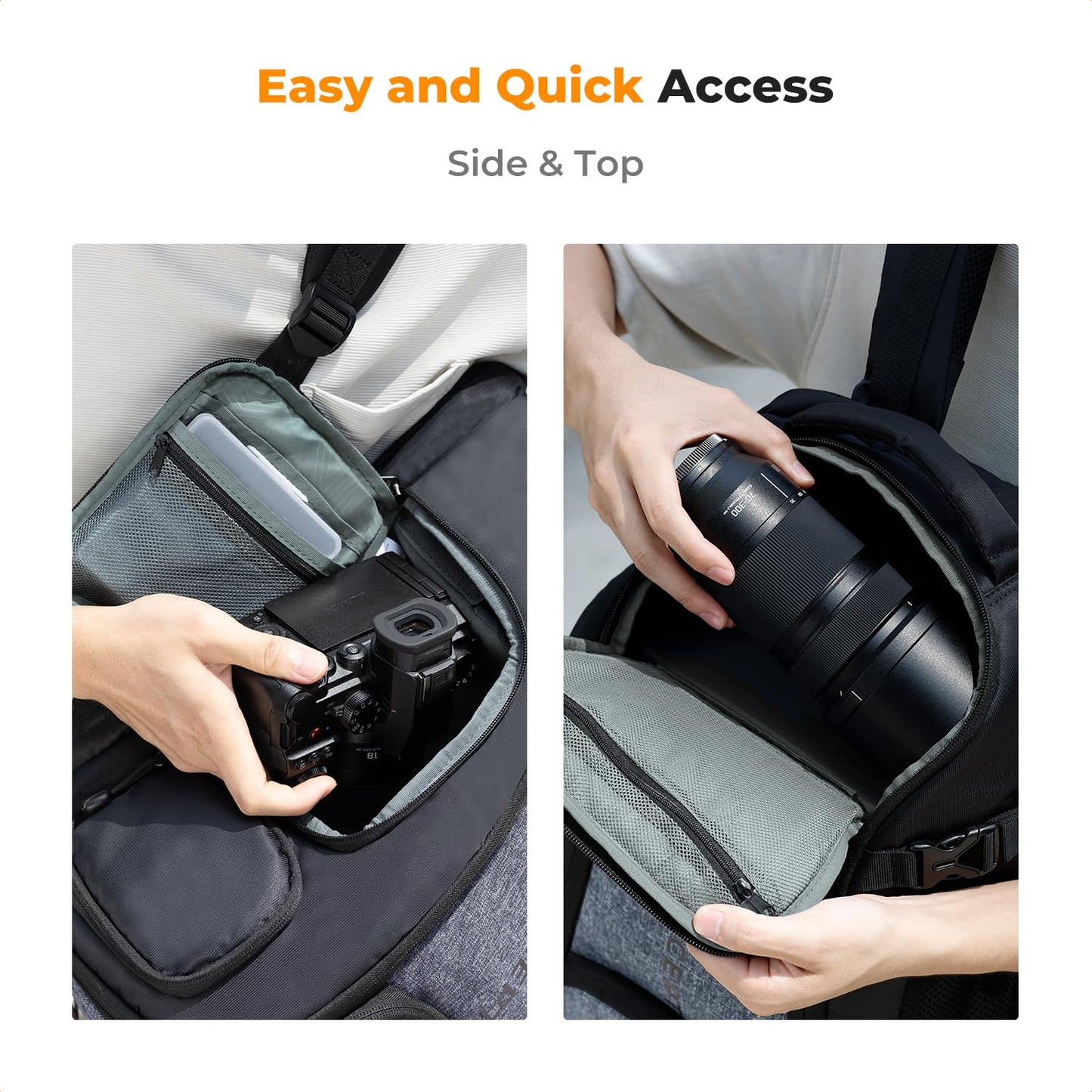 K&F CONCEPT camera backpack waterproof photo backpack for Canon Nikon Sony SLR cameras, drone, lens, laptop, tripod and accessories - KF13.164