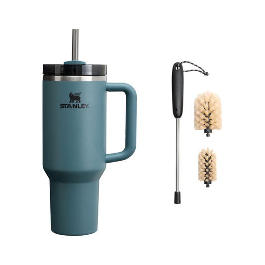 Stanley 1913 Quencher H2.0 Flowstate Drinking Bottle with Straw 1.2L - Thermo Mug Cools 11 Hours - 48 Hours Ice Cooled - With Cleaning Brush - Blue Spruce - 100000112460