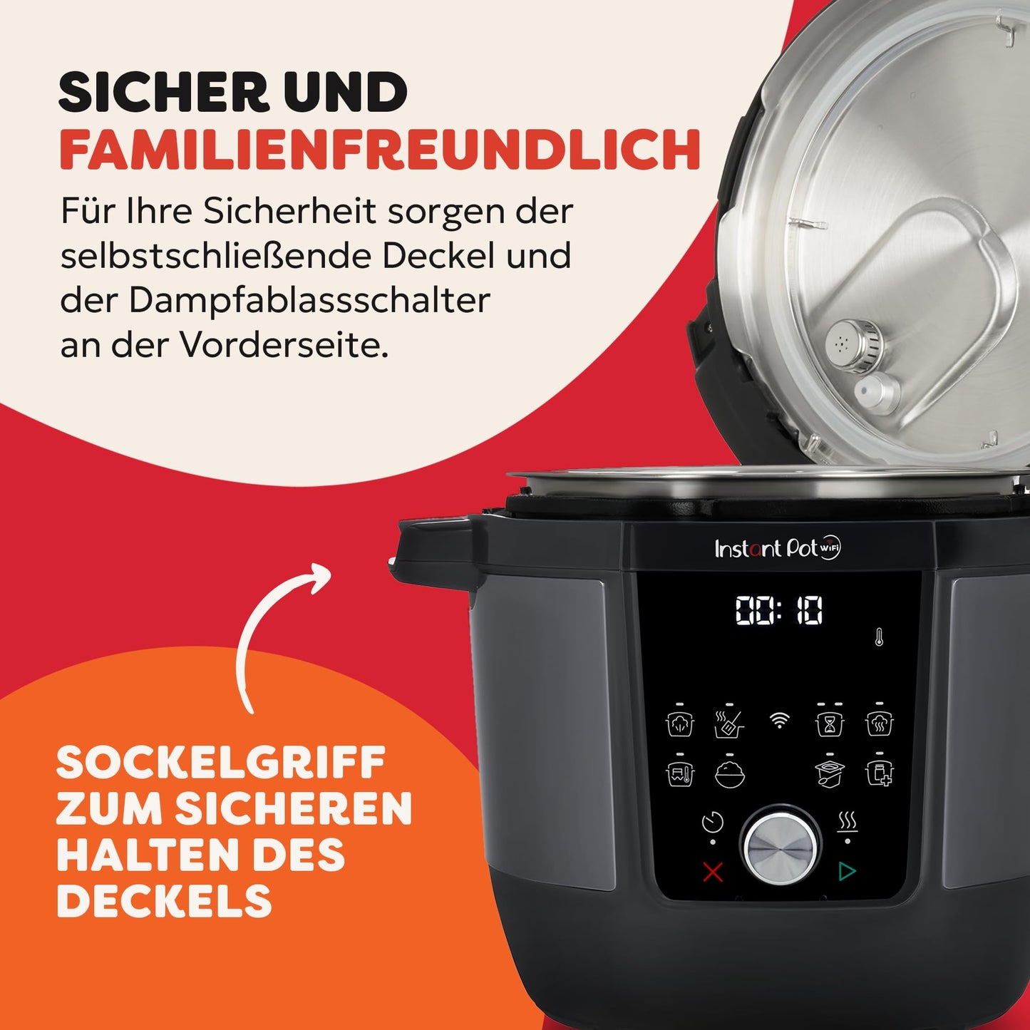Instant Pot Plus 9-in-1 Multi Cooker 5.7L - Brushed Stainless Steel, Pressure Cooker, Slow Cooker, Rice Cooker, Sauteer, Yogurt Maker, Food Warmer, Steamer, Vacuum Cooker, Sterilizer - RPPC61-BK