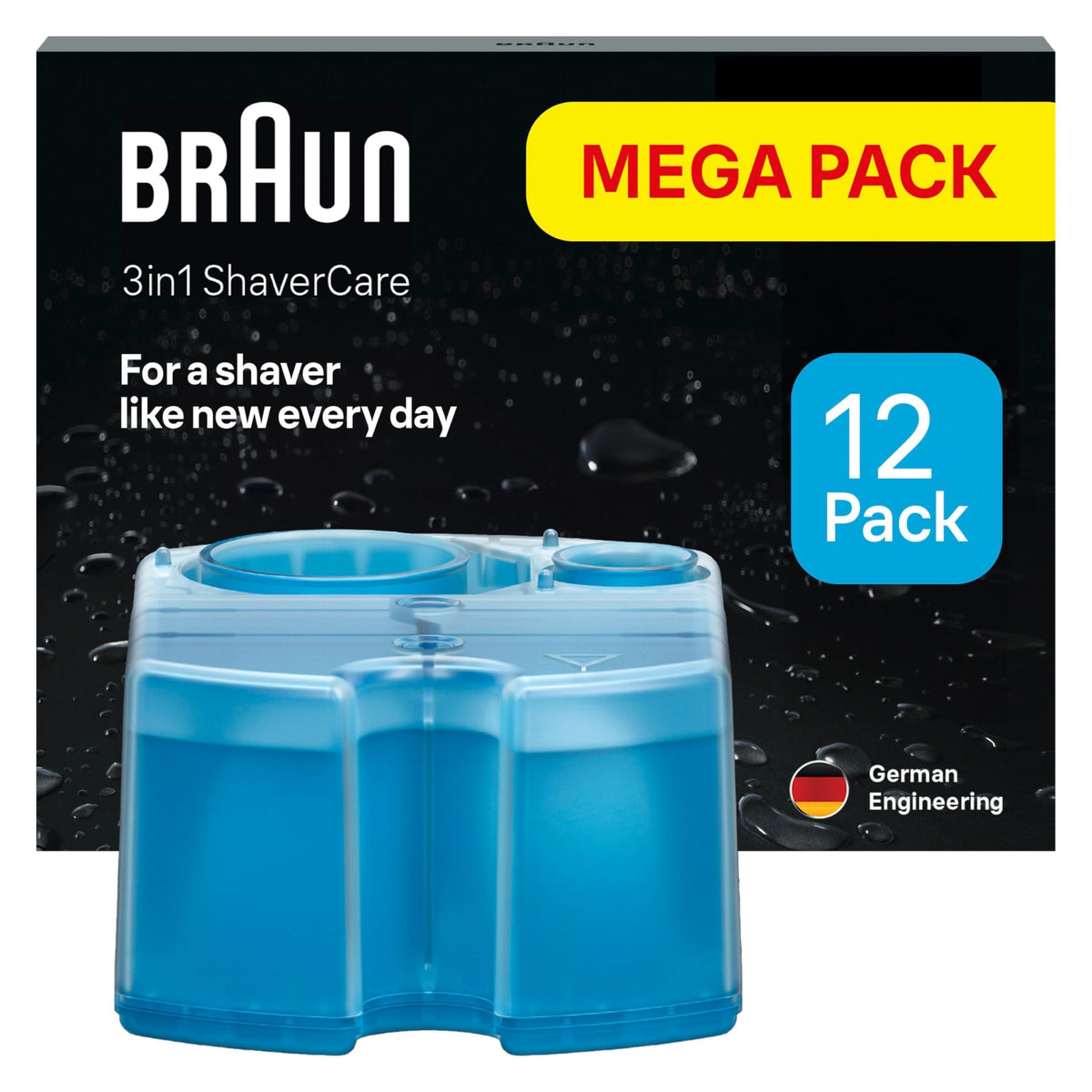 Cartușe de curățare Braun 3-in-1, curățător de capete de ras, pachet de 12 - Cleaning