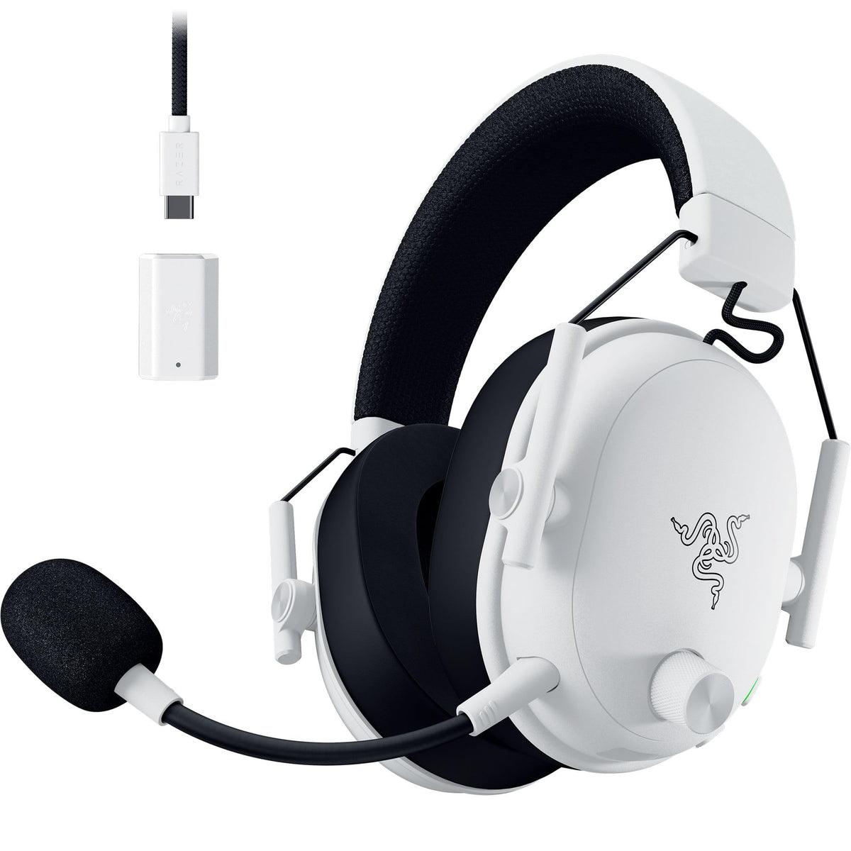 Razer BlackShark V3 - Căști wireless E-Sports - Driver Triforce de 50 mm - Microfon de bandă largă detașabil - THX Spatial Audio - Wireless 2,4 Ghz și Bluetooth - Profiluri FPS - PC/Mac | Alb - RZ04-05410400-R3M1