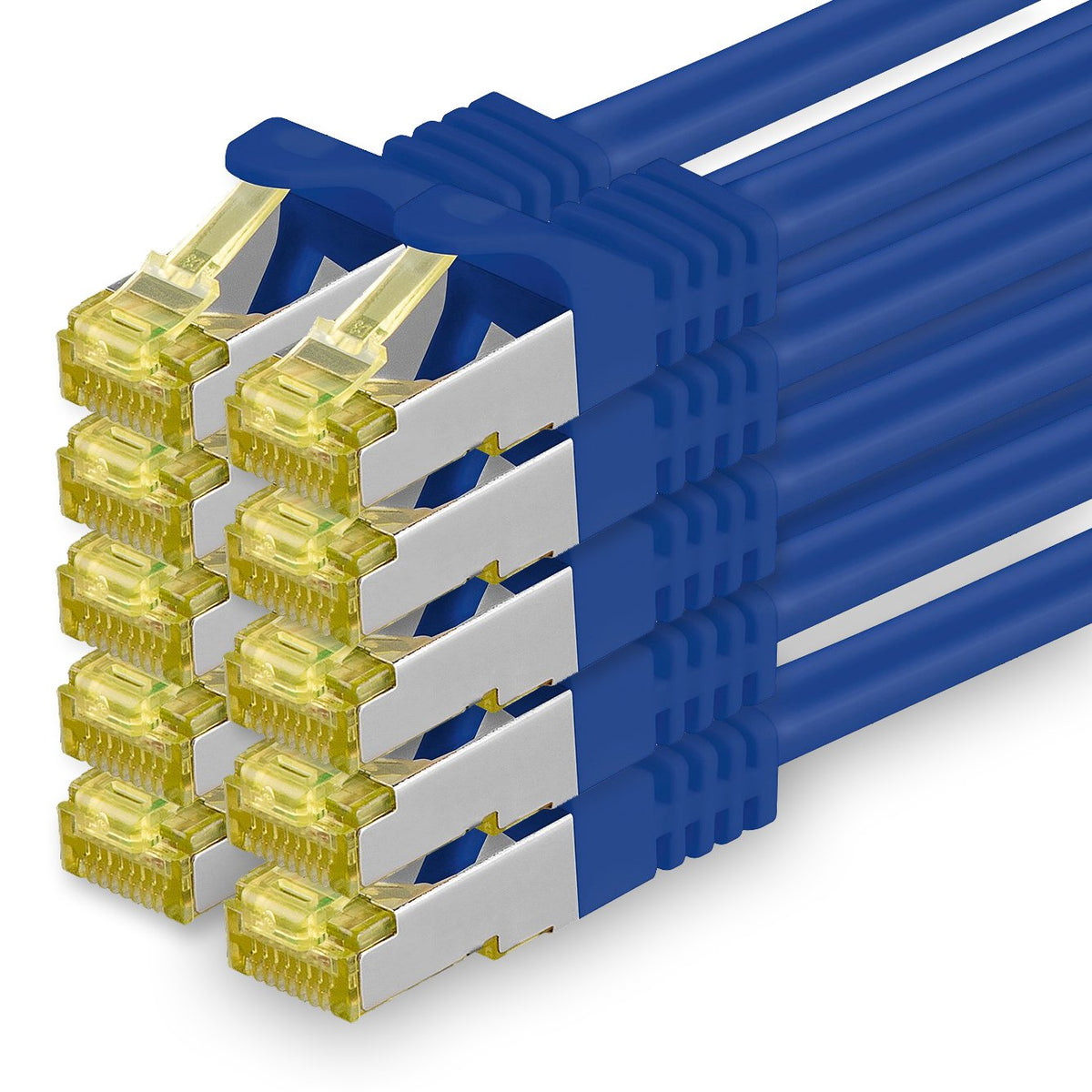 1aTTack.de Cablu de rețea Cat.7 1,5m Albastru 10 bucăți Cablu Ethernet Cat7 Cablu LAN Cablu brut 10 Gb/s SFTP PIMF LSZH Set de cabluri de patch cu conector RJ 45 Cat.6a - 4251073616797