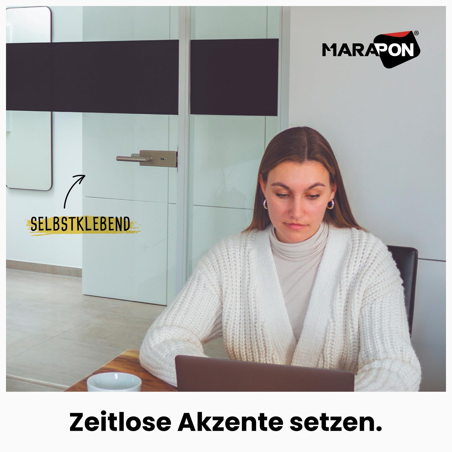 MARAPON® window film opaque from the outside [1.18x2 m] including eBook and video instructions - adhesive film privacy film for windows - frosted glass blackout - film for window privacy protection kitchen bathroom office - M11820S